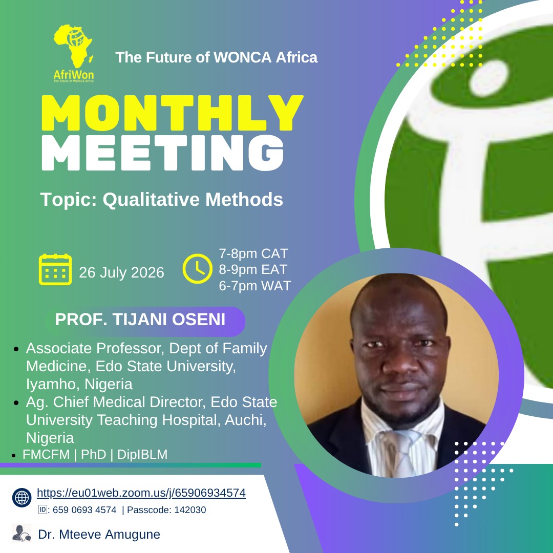 AfriWON Research Group meeting, 26 July 2026: Qualitative Methods with Dr Tijani Oseni